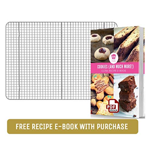Ultra Cuisine 100% Stainless Steel Cooling and Baking Rack fits Jelly Roll Sheet Pan - Cool Cookies, Cake, Bread, Pie - Oven Safe Wire Grid for Roasting, Cooking, Grilling, BBQ, Smoking (10" x 14.75")