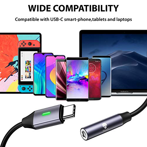 Image of USB C to 3.5mm Dongle Adapter, Stouchi 24bit /96KHZ USB C Headphone Audio Jack Adapter Type C to 3.5mm Adapter Hi-Fi DAC Chip for Note10, Note10+, Pixel 4 /3XL /2XL, iPad Pro 2018, One Plus 7 -Gray
