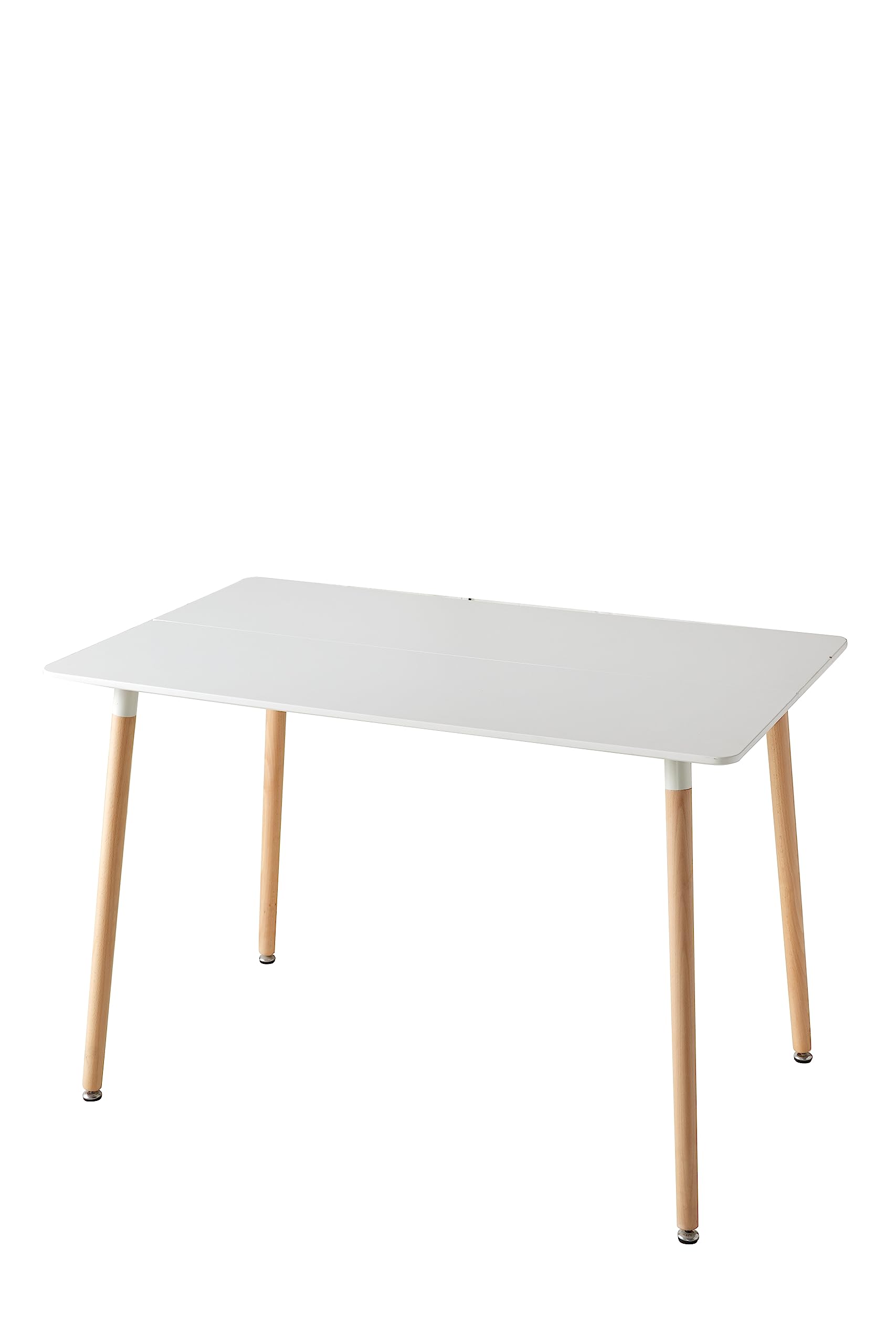 Tavolo da pranzo rettangolare moderno con piano bianco, robusta struttura in metallo e gambe in legno di faggio, per la sala da pranzo dell'ufficio, 110 x 70 x 74 cm