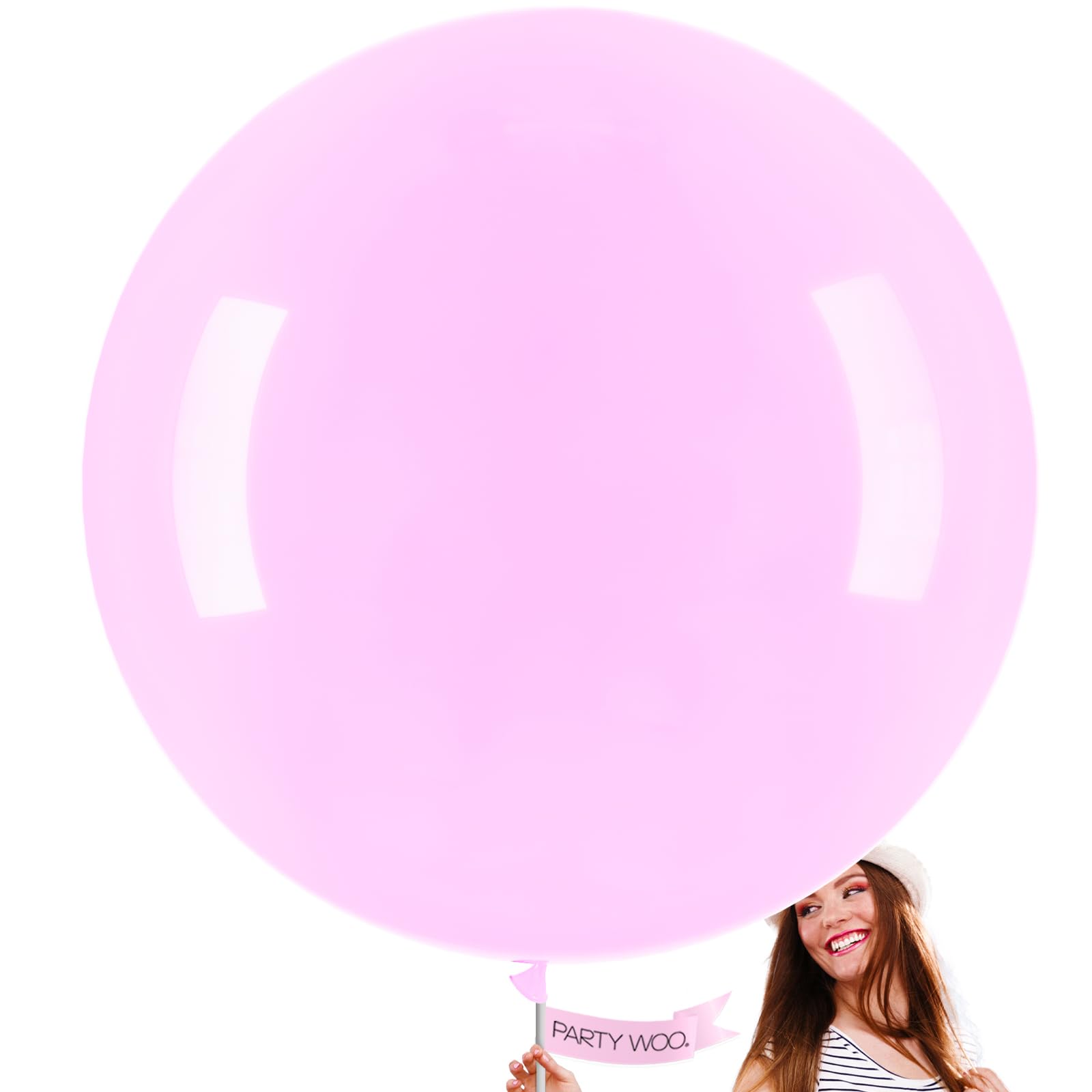 PartyWoo Pink Balloons 4 pcs 36 Inch Extra Large Big Jumbo Giant Lilac Pastel Pink Purple Latex Helium Balloons for Graduation Baby Shower Wedding Butterfly Birthday Party Decorations Pink-Q04