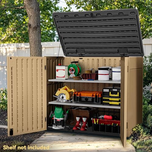 image for DWVO 47 cu ft Spacious Horizontal Storage Unit, Outdoor Resin Tool Loc