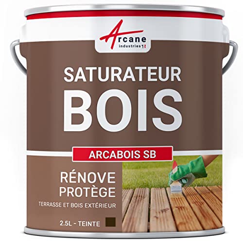 Saturateur Bois pour terrasse, bardage extérieur : ARCABOIS SB Chêne Foncé - Teinte Marron - 2.5 L (jusqu'à 12.5 m²) - ARCANE INDUSTRIES