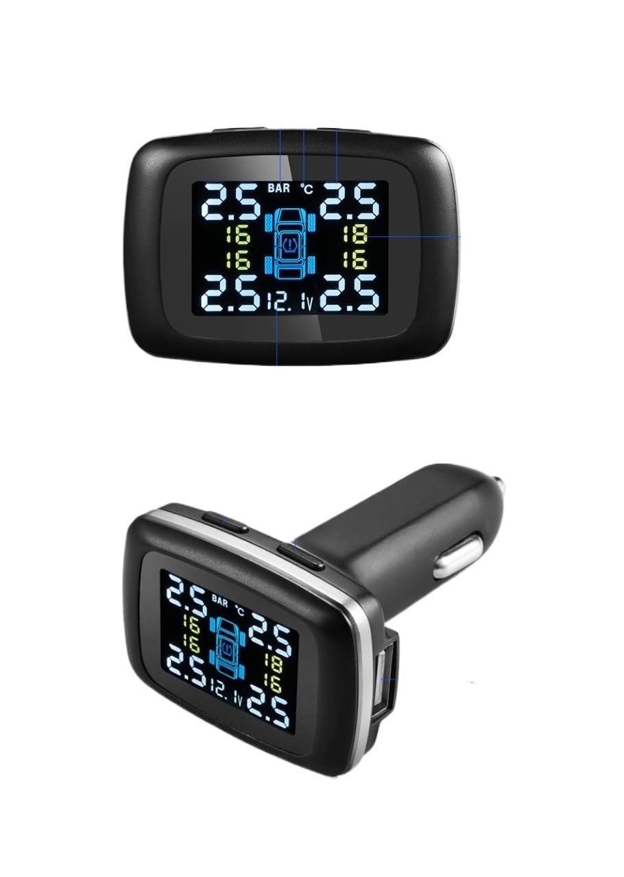 Tpms Sistema di monitoraggio dell'Allarme della Pressione dei Pneumatici for Auto 4 sensori Visualizza l'allarme Temperatura(K08-External)