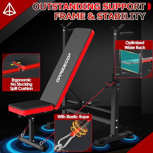 OPPSDECOR 660lbs 6-in-1 Weight Bench Home Gym Set