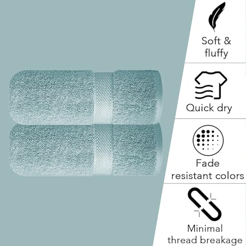 Image of Sulfar 100% Combed Cotton, Quick Drying Highly Absorbent, Luxury Hand Towel Set (Pack of 2, 40 X 70 cm) Nile Blue