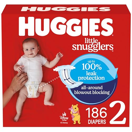 Image of Huggies Size 2 Diapers, Little Snugglers Baby Diapers, Size 2 (12-18 lbs), 186 Count (3 Packs of 62), Packaging May Vary