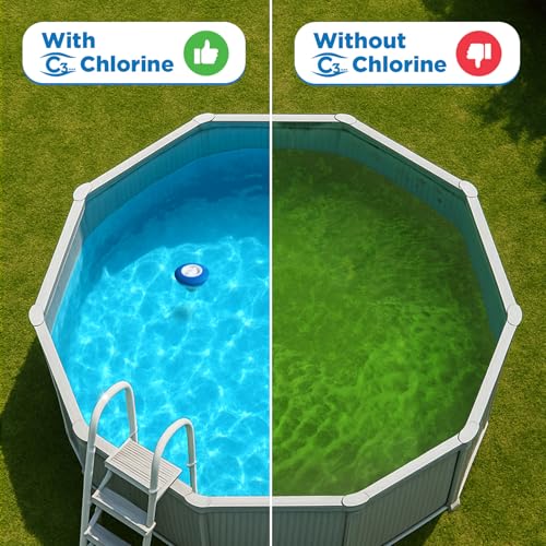 Image of C3 40 lbs. 3 inch Stabilized Chlorine Tabs for Swimming Pools | Easy to Use for Above Ground or Inground Pool | Slow Dissolving Individual Chlorinating Tablets | 40 Pound Bucket