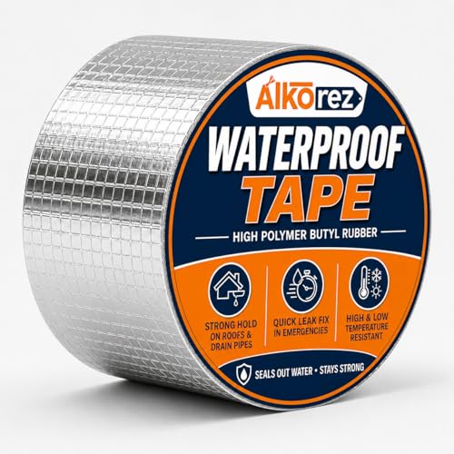 Image of Super Strong Adhesive Waterproof tape Permanent Repair Roof Water Leakage Solution Rubber Foil Suitable for Roof Leak, surface Crack, Window Sill Gap, Tank Leak (4 Inch (10CM*5M))