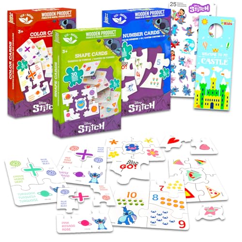 Puzzle éducatif Lilo & Stitch Disney de 3 paires avec autocollants pour enfants