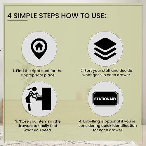 Neat. 4 Plastic Storage Drawers - Space-Saving Draws for Office & Home, Plastic Drawers Storage Unit - Durable Plastic Storage Draws - Plastic Draws Storage Drawers Unit H80cm x L39cm x W39cm - Black - 8