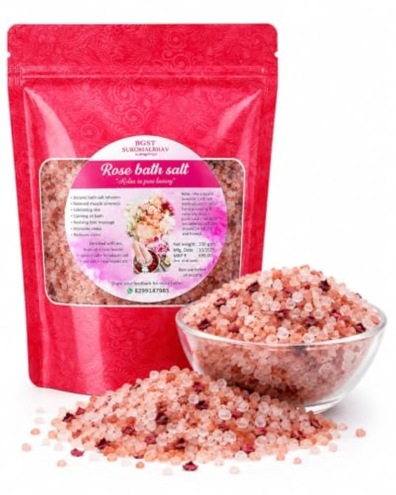 Bath Salt for Relaxing Spa Bath, Natural Floral Soak
