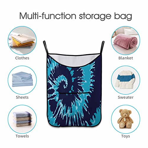 Interestprint Navy Blue Tie-Dye Background Hanging Laundry Hamper With Large Openging Saving Space #TOP3