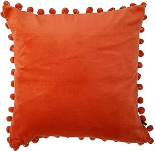 Ragged Rose Velvet Cushion Cover - Velvet Pompom Cushion Covers for Living Room & Bedroom - Zip Fastening - Lime Green Cushion Covers Cushion Covers 50cm x 50cm
