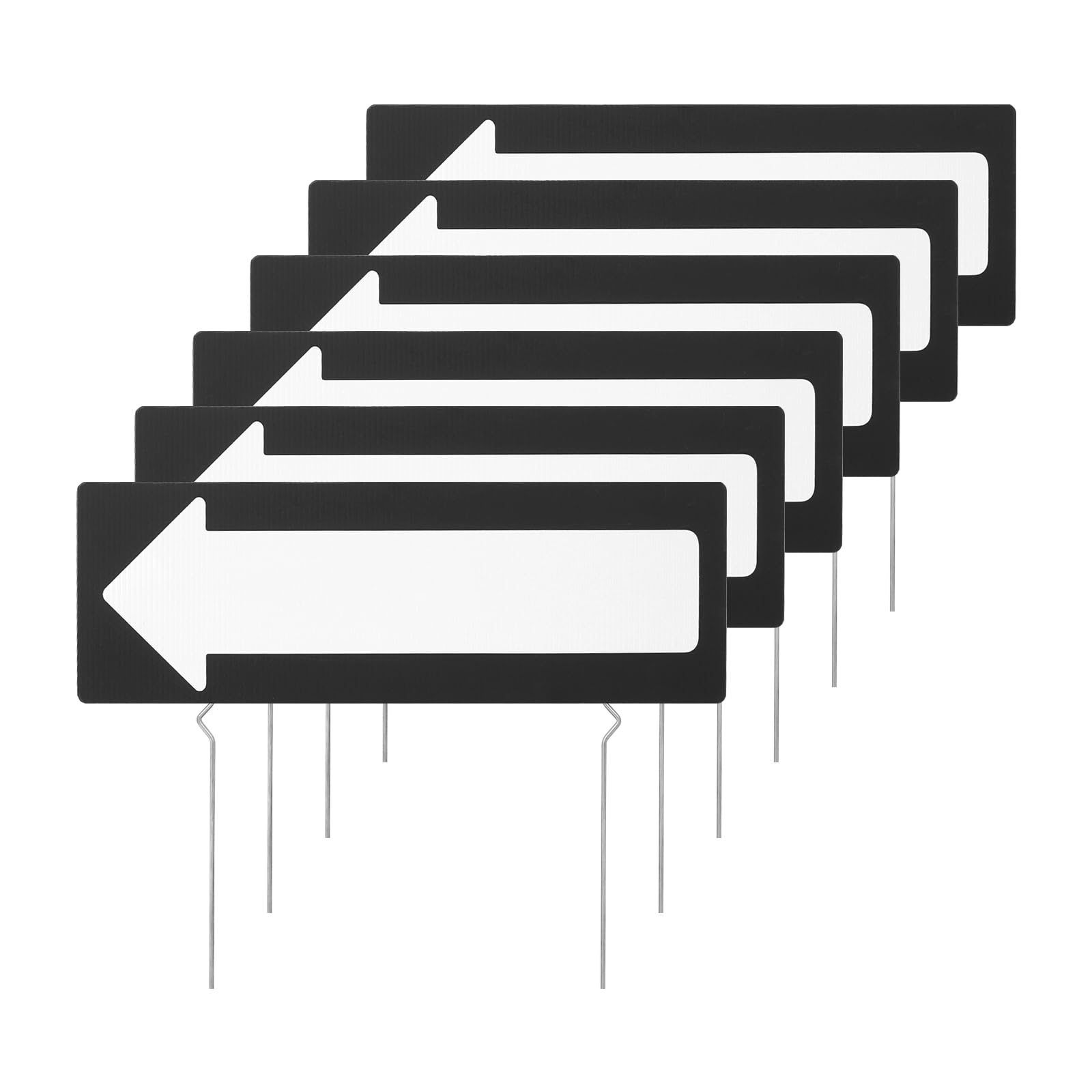 Black Arrow Sign with Stakes 17 x 6 Inch Plastic Blank Directional Yard Sign Waterproof This Way Sign for Outdoor Wedding Birthday Party Garage Sale 6 Pack