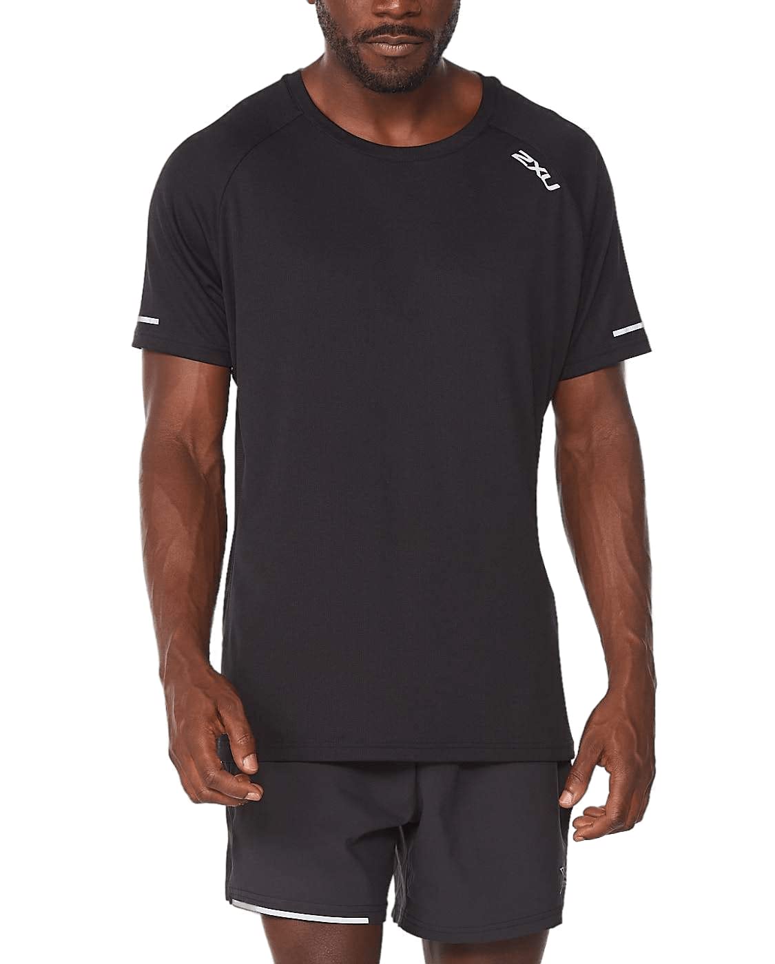 2XU Men's Aero Tee - Lightweight Quick-Drying Running T-Shirt - Black/Silver Reflective