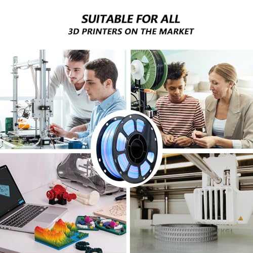 Image of iBOSS Silk PLA+ Gradient 3D Printing Filament, 1KG Spool 1.75mm Silk Shiny Purple Blue Gradient Printer Filament 2.2lb Brighter New Version, Neatly Wound 3D Printing Filament Compatible