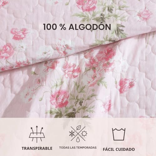 Laura Ashley juego de edredón Queen de ropa de cama transpirable con fundas y decoración floral 6