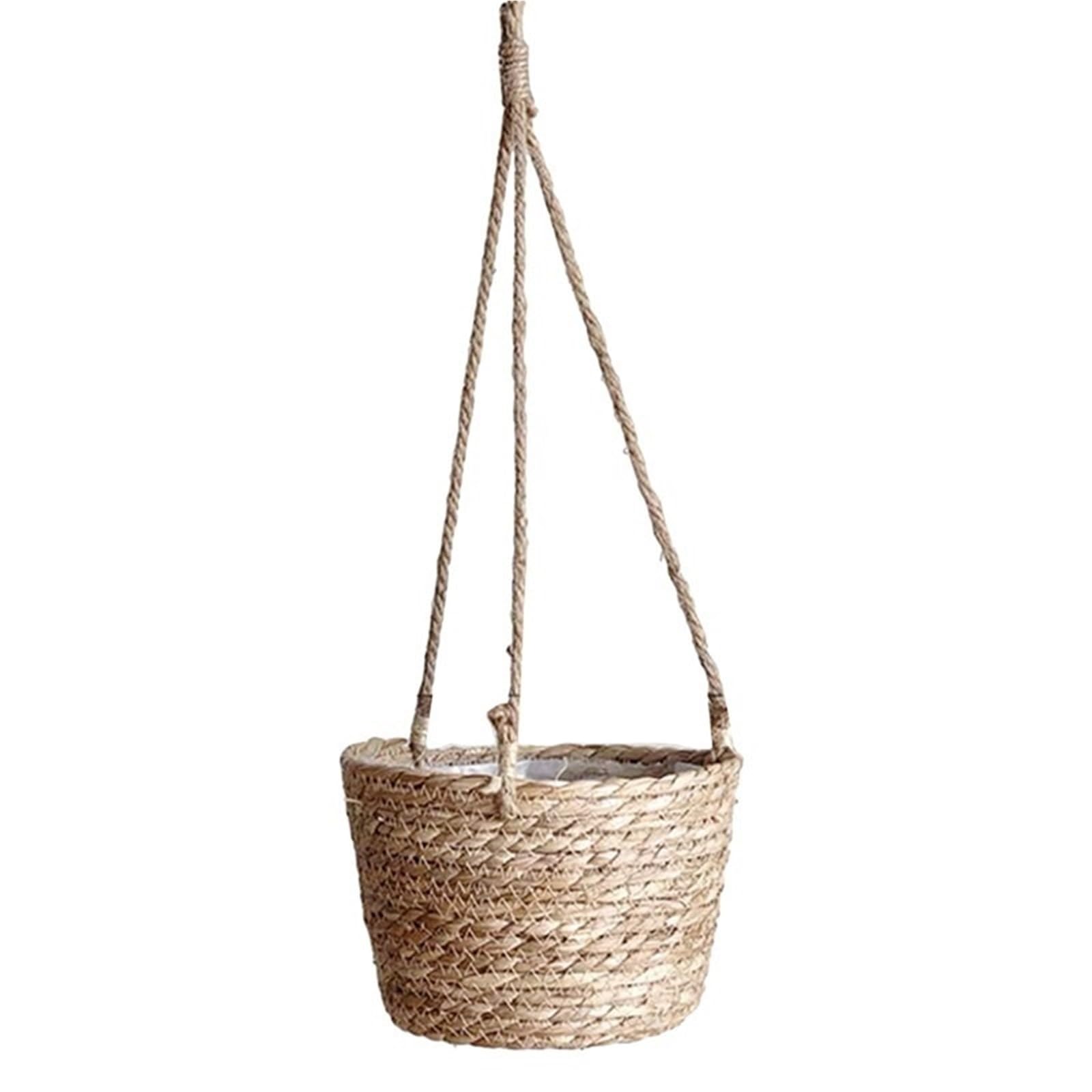 JFNKLFG Woven Plant Pot Garden Hanging Planter Macrame Plant Storage Basket Jute Rope Woven Indoor Outdoor Flower Pot Holder Hangers Home Decor