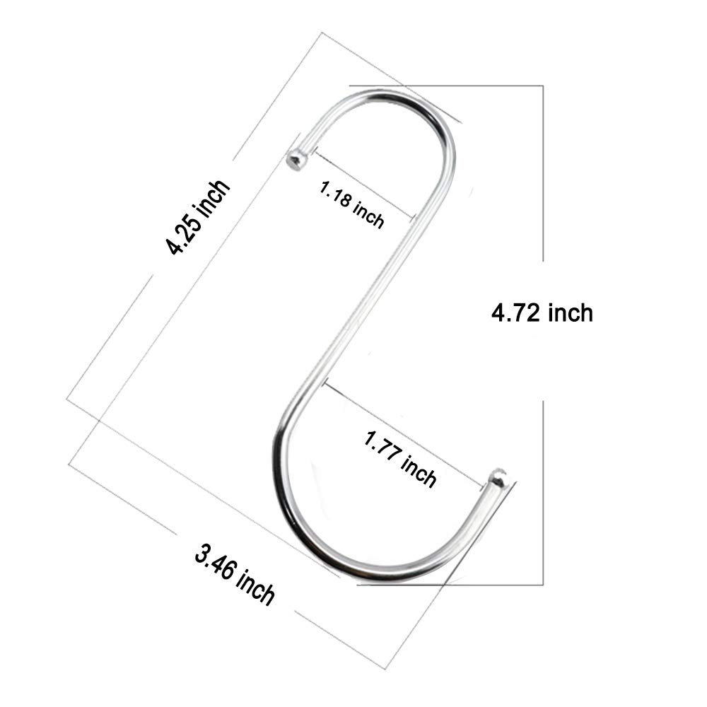 LOYMR 10 Pack 4.7 Inches Extra Large S Shape Hooks Heavy-Duty Metal Hanging Hooks Apply Kitchenware Bathroom Utensils Plants Towels Gardening Multiple uses Tools ?Silver)
