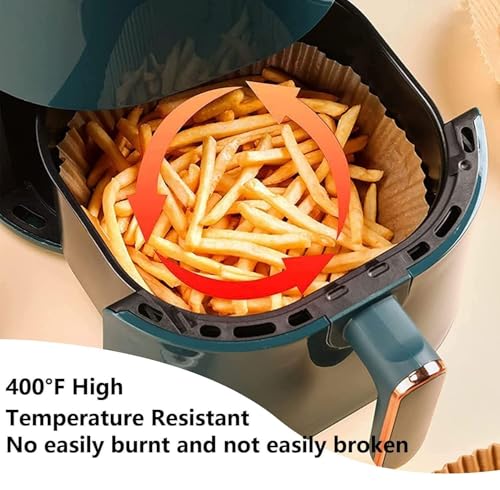 Image of Air Fryer Disposable Paper Liners Round - 100 Pcs Non-Stick Oil-Proof Parchment Sheets, Heat Resistant Basket Bowl Liners for Baking, Cooking, Roasting & Frying