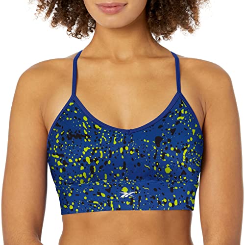 Image of Reebok Women's Satin 91% PES /9% El-Interlock-Hydrophilic Finish /Print-Digital Sublimation-Disperse Classic Workout Sports Bra