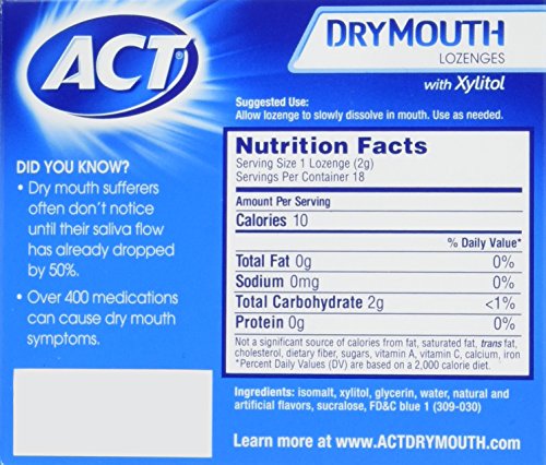 image for ACT Total Care, Dry Mouth Lozenges, 18 Count (Pack of 6), Soothing Min