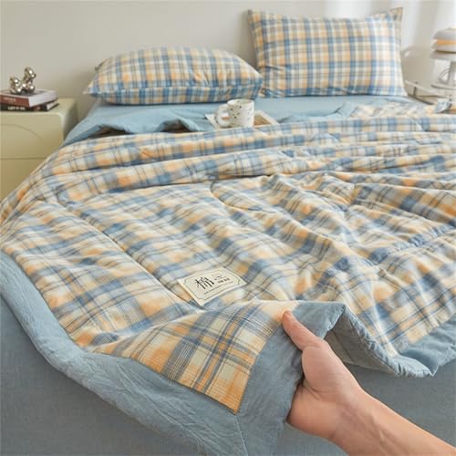 Chickwin Quilted Bedspread, Gingham Style Microfibre Soft Warm Quilt Bedspread Reversible Bed Coverlet Bed Quilt Throw Single Double King Size, Bedroom Decor/All Season (Yellow Gingham,200x230cm) - Cosy Home Interiors Chickwin Quilted Bedspread, Gingham Style Microfibre Soft Warm Quilt Bedspread Reversible Bed Coverlet Bed Quilt Throw Single Double King Size, Bedroom Decor/All Season (Yellow Gingham,200x230cm) - Image 3