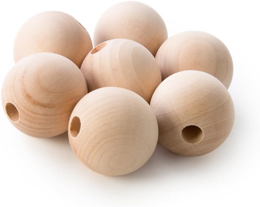50 Pcs, Wooden Toy Parts Wood Ball Dowel Caps 1-1/2" Ball with 3/8" Hole