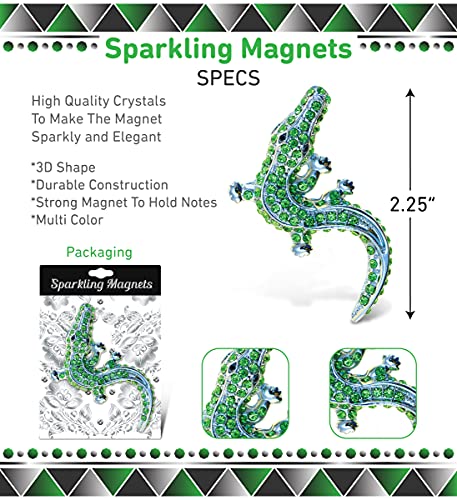 Imán decorativo aligátor verde y plata 5 cm miniatura 2