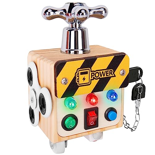 Image of Zeoddler Toddler Toys for 1 2 3 Year Old, LED Busy Cube for Kids, Sensory Toys for Toddlers, Wooden Montessori for Travel, Preschool Educational for Kids, Birthday Gifts for Boys, Girls