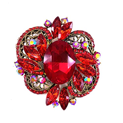 Image of LAXPICOL Women's Large Sparkly Crystal Flower Brooch Pin Fashion Statement Broach Pin
