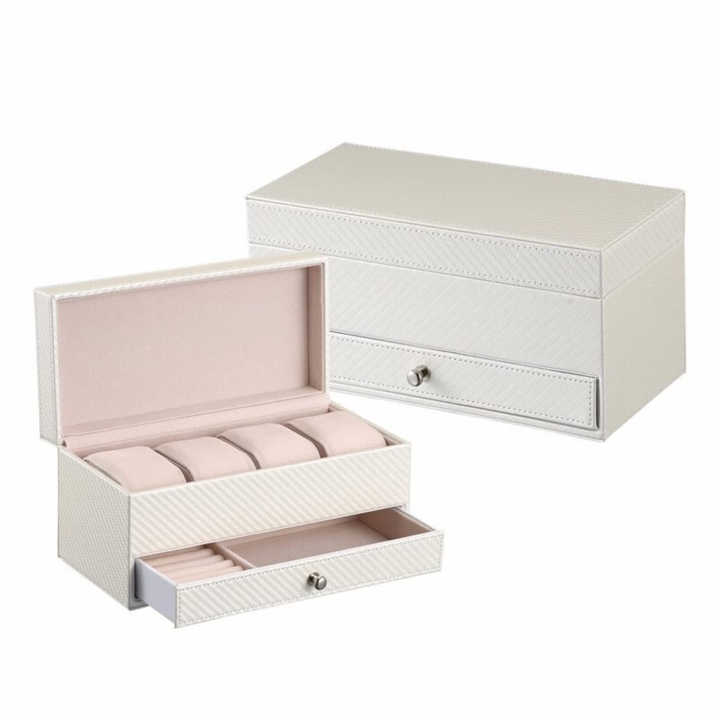 ANVLOJRIH Watches Box Multifunctional Double-layer Watch Box with Drawer, Six-digit Watch Storage Box, Watch Display Box, Jewelry Box, Travel Box Watch Box(B)