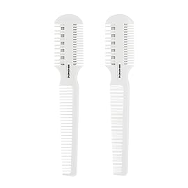 BANGMENG Hair Trimmer With Split Ends Razor - 2 Pieces For Thin & Thick Hair Cutting and Styling: Dense & Wide Teeth Combs, Double-Edge Blades