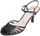 Dancing Days Damen Schuhe Amelia Peep Toe Riemchen Pumps Schwarz 40