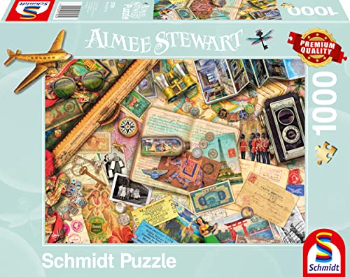 Schmidt Spiele 57581 Aimee Stewart, Aufgetischt Reise-Erinnerungen, 1000 Teile Puzzle, Normal