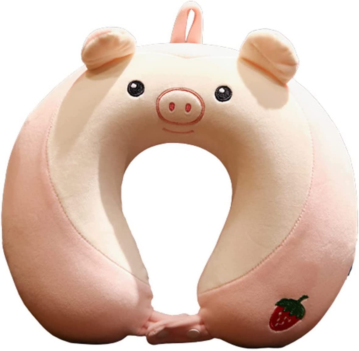 AOOPOO Kids Travel Pillow Cute Children Neck Pillow Super Soft Chin & Neck Support Cushion Washable Travel Sleeping Pillow Suitable for Sleeping Pillows Airplanes Cars And Home Use (Pig)