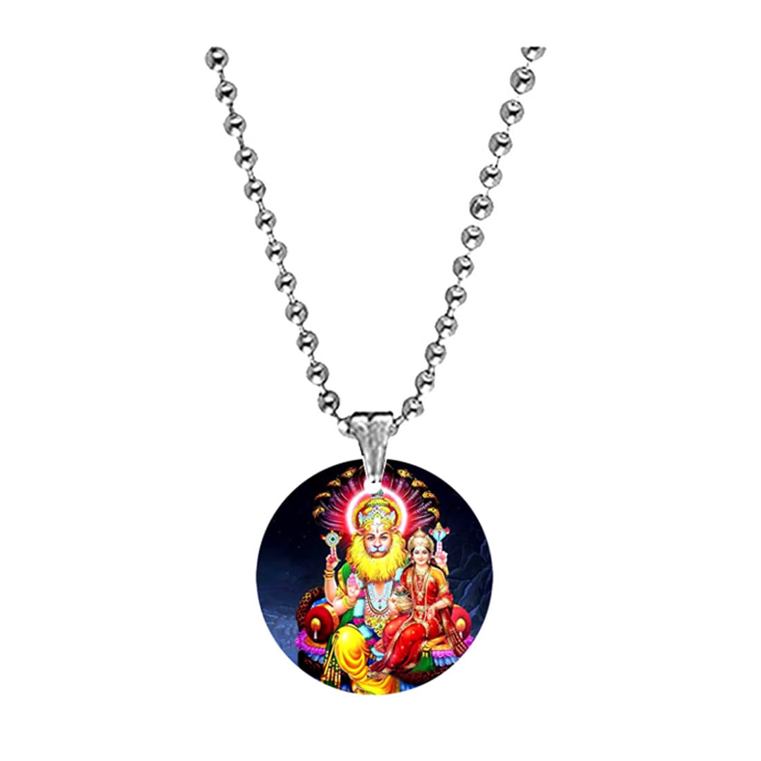abhiora fashion Lord Narasimha Bead Chain Red Acrylic Religious Pendant for Men Women Spiritual Devotional Jewelry Lightweight Daily Wear Gift-picture-9