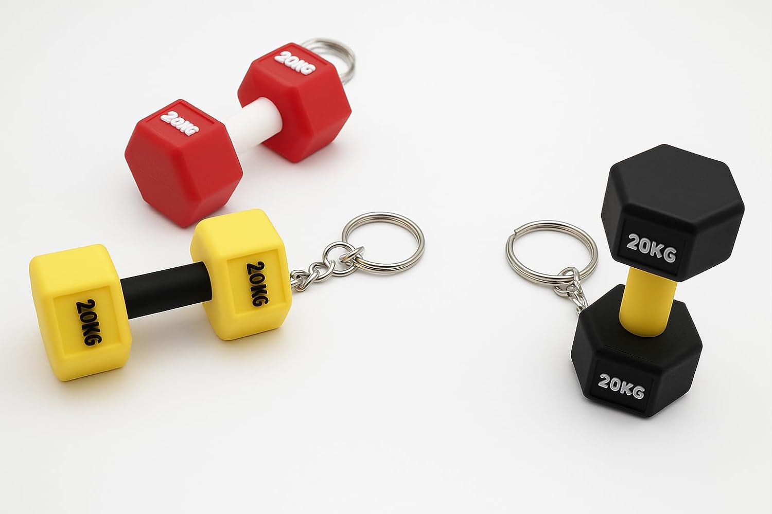 Plastic Miniature Dumbbell Keychain, Fitness Gym Gift, Personalized Color And Weight Text, Assorted