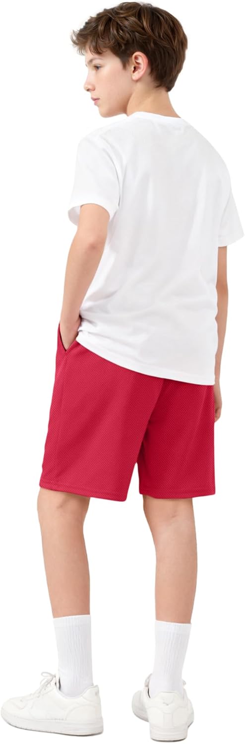 Auranso 3 Pack Boys Athletic Shorts Quick Dry Mesh Basketball Short for Kids Active Soccer Shorts Sports Clothes with Pockets