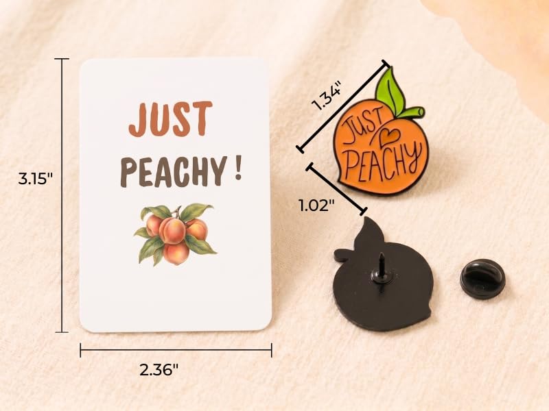 Image of Just Peachy Enamel Pin, Cute Peach Lapel Badge for Backpacks Hats Jackets, Small Appreciation Gift for Friends Coworkers Teens Women