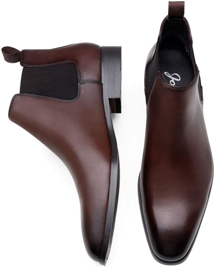 Image of Jousen Mens Chelsea Boots Leather Slip On Dress Boots