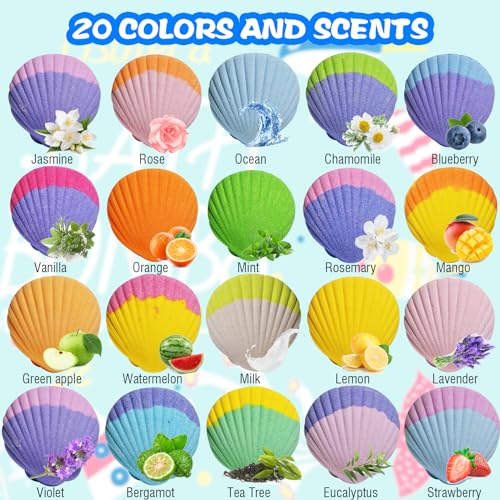 20 Pack Bath Bombs for Kids with Surprise Inside, Shell Bath Bombs Gift Set with Sea Animals, Mothers Day Gifts for Daughter Son Kids, Bubble Bath Fizzy Bath Bomb for Girls Boys Christmas, Birthday - Image 5