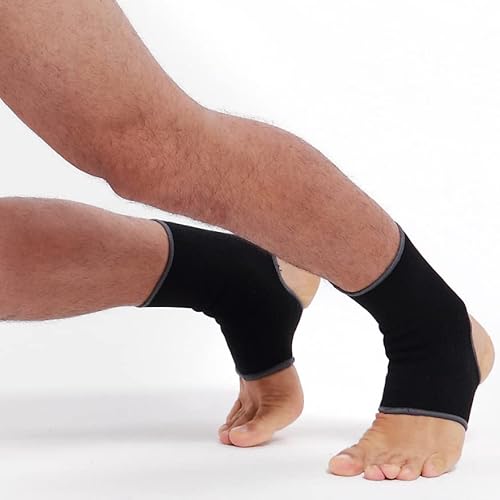 Neotech Care Ankle Support Sleeve - Open Heel, Light, Elastic & Breathable Knitted Fabric - Medium Compression - For Men, Women, Kids - Right Or Left Foot - Black Color (Size M, 1 Pair) #TOP3