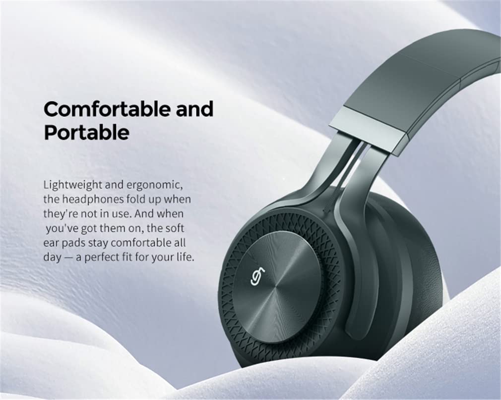 Cuffie con Cancellazione del Rumore ANC Wireless On-Ear/Over-Ear, Cuffie Pieghevoli Bluetooth 5.0 con Microfono, Suono Hi-Fi Lossless, Riproduzione Bluetooth 28 Ore, Isolamento Acustico,Verde