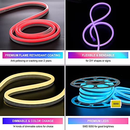 Shine Decor Bundle Products of Controller Power Supply with 25M/82ft LED RGB Neon Rope Lights Kit - Image 5