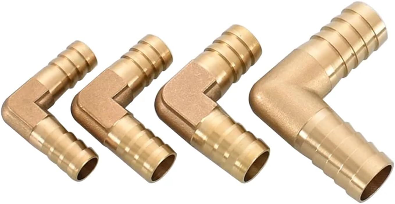 10pcs Copper Pagoda Water Tube Fittings Brass Barb Pipe Fitting 2 3 4 Way Brass Connector For 6mm 8mm 10mm 12mm 16mm 19mm hose(Elbow,6mm (10pcs))