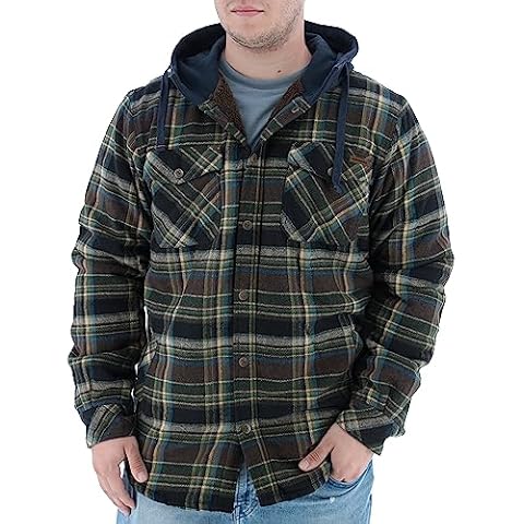 Legendary Whitetails Camisa de Franela con Capucha y Forro bereber para Hombre Camp Night Cover