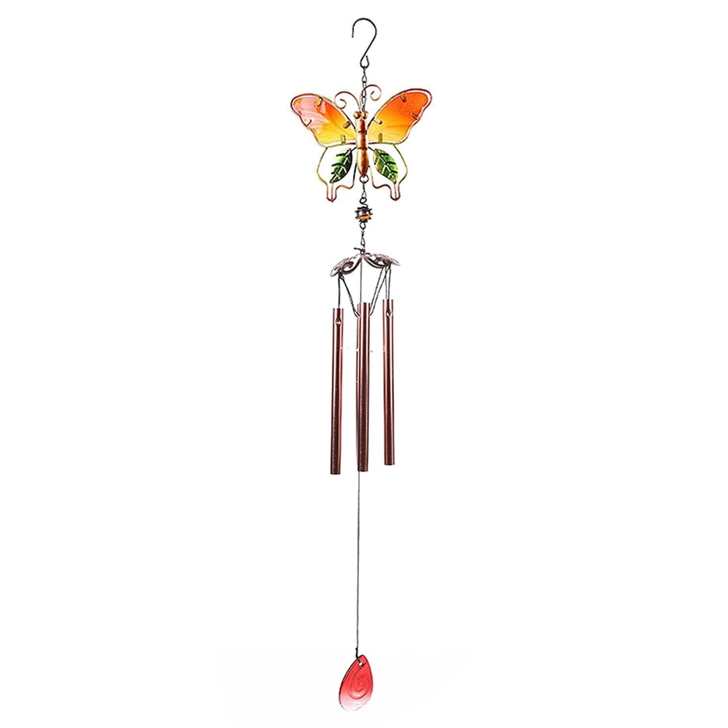 Butterfly Colorful WindChimes Creative Painted Metal Decoration Wind Chimes For Outdoor Home Decor wind chimes(Yellow,Tube)