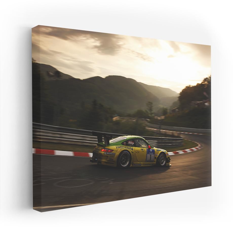 Canvas Schilderij Poster Prints Nurburgring Rally Road Sport Auto Track Bos Landschap voor Woonkamer Muur Art (45x90cm) 18 × 36 inch Frameless