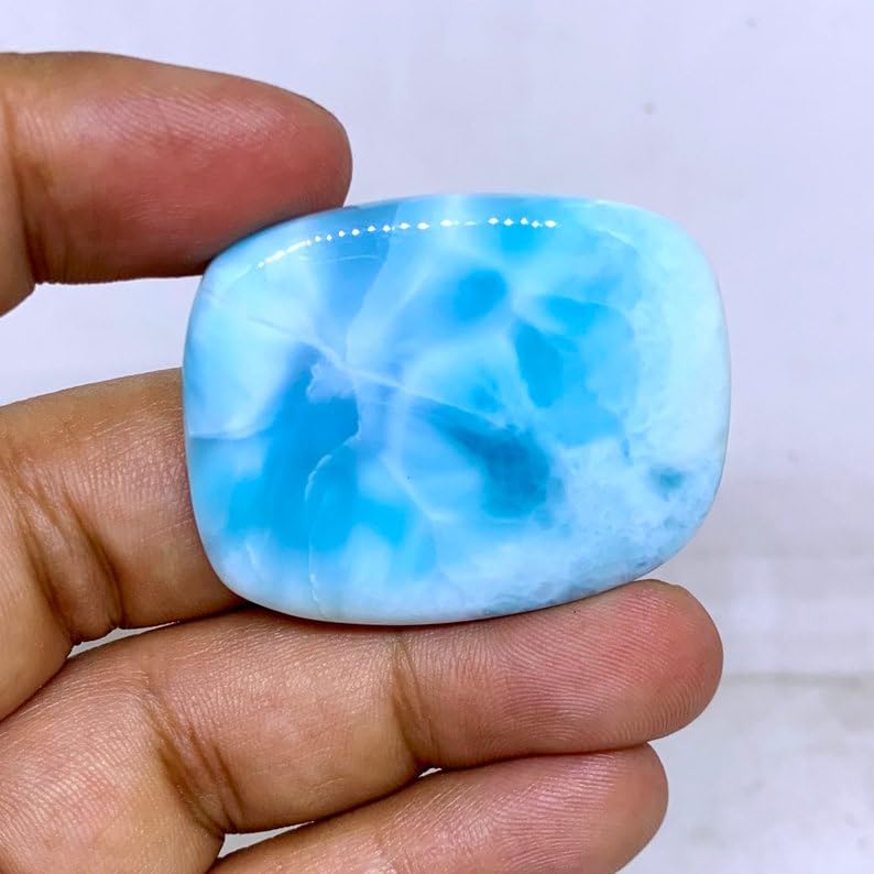 Larimar naturel cabochon rectangulaire de qualité gemme pour création joaillerie unique
